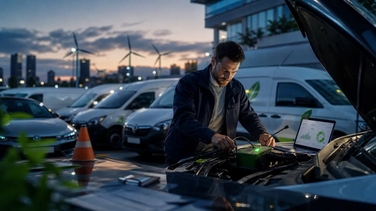 Moteur de voiture moderne illuminé par une lumière verte, style technologique premium