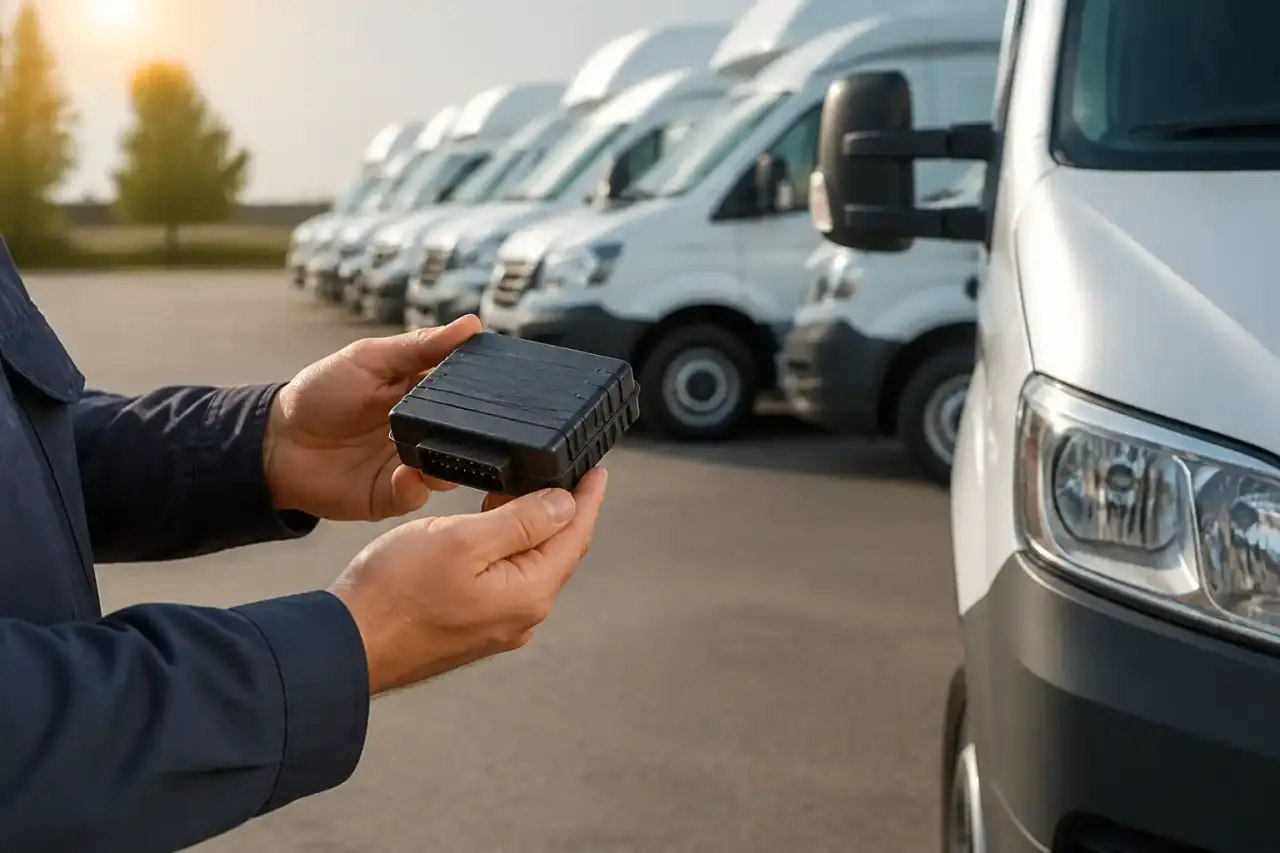 Moteur moderne illuminé par une lumière verte symbolisant un boîtier éco-carburant pour flotte automobile