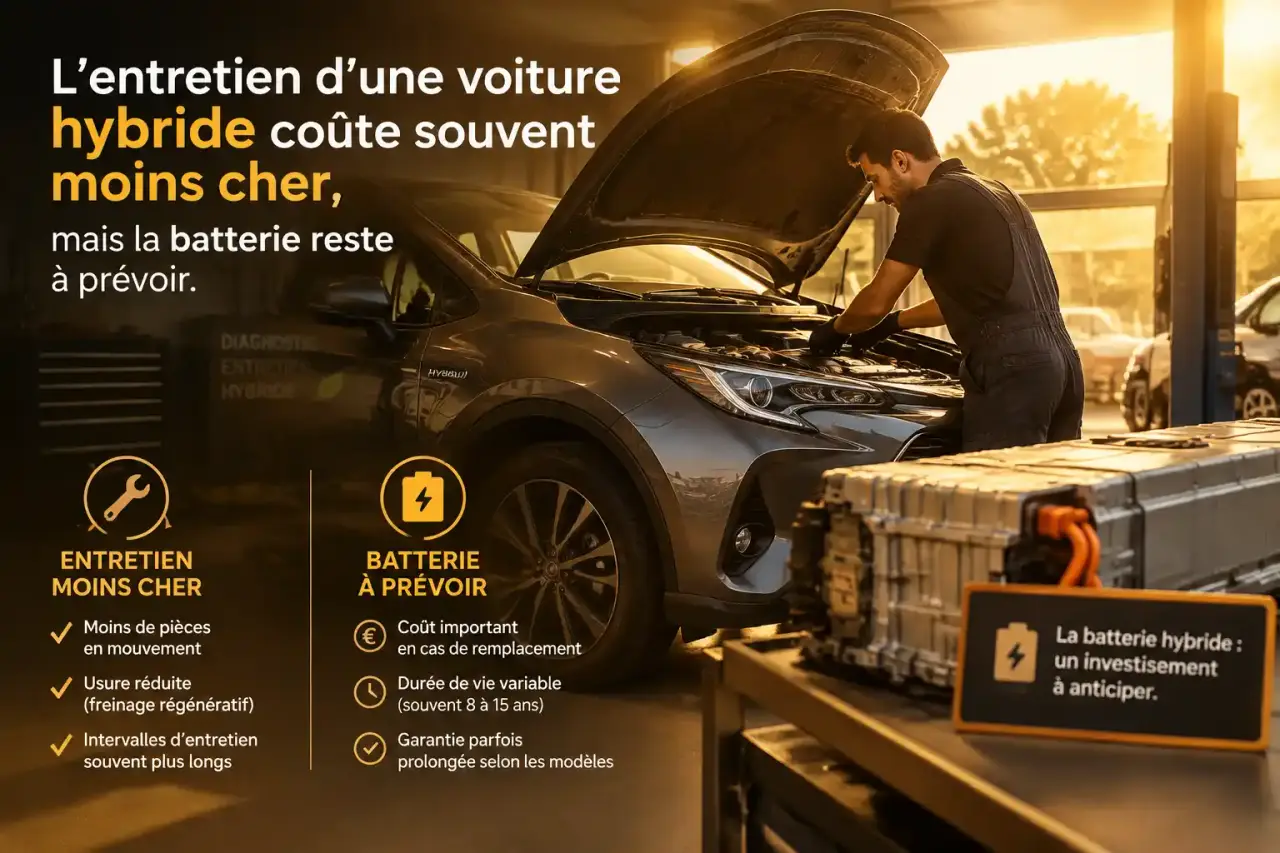 L’entretien d’une voiture hybride coûte souvent moins cher, mais la batterie reste à prévoir