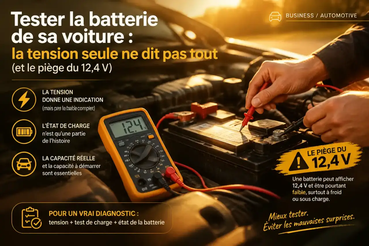 Tester la batterie de sa voiture : la tension seule ne dit pas tout (et le piège du 12,4 V)