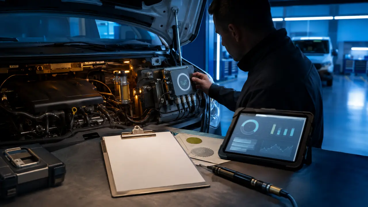 Diagnostic d’un véhicule professionnel avant la pose d’un boîtier éco-carburant